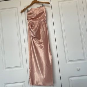 Hello Molly Pink Strapless Dress with Slit